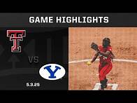 Video thumbnail for Texas Tech vs. BYU (5.3.25) Highlights | 2025 Big 12 Softball