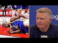 Video thumbnail for Steve Kerr talks Jimmy Butler Injury & Game 2 Loss vs Rockets, Full Postgame Interview
