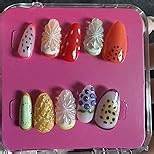 Video thumbnail for Brown French Tip Press on Nails Long Coffin Fake Nails Handmade Press on Nails 3D Luxury Flower and Cherry Embossed Designs Muti-Layer Gel Thick False Nails Glossy Acrylic Nails for Women (Size M)