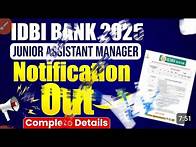 Video thumbnail for IDBI Bank Recruitment 2025 | IDBI JuniorAssistant Manager Notification Out |IDBI JAM Notification
