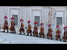 Video thumbnail for Swiss Guards and ceremonial band parade towards St. Peter's Basilica | AFP