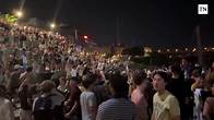 Video thumbnail for See Vanderbilt fans carry goal post down Broadway after stunning win