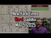 Video thumbnail for NYT Hard Sudoku Walkthrough | May 5, 2025