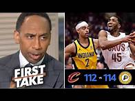 Video thumbnail for FIRST TAKE | Stephen A. SHOCKED Pacers stun top-seeded Cavaliers 121-112, steal Game 1 on road