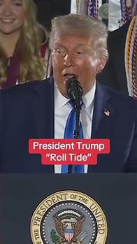 Video thumbnail for President Donald Trump shouts “Roll Tide” at Coleman Colisuem. #alabama #trump