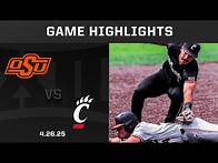 Video thumbnail for Oklahoma State vs. Cincinnati (4.26.25) Highlights | 2025 Big 12 Baseball