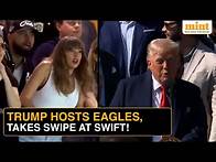Video thumbnail for Trump Meets Eagles After Super Bowl Win, Takes Swipe at Taylor Swift Over Kamala Support