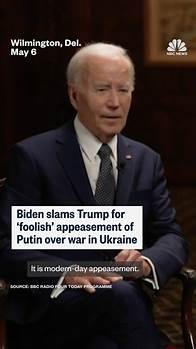 Video thumbnail for Biden slams Trump for 'foolish' appeasement of Putin over war in Ukraine