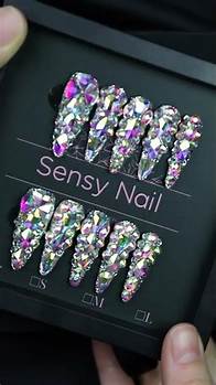 Video thumbnail for Blinged-Out Long Stiletto Press-On Nails✨