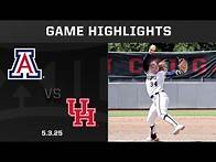 Video thumbnail for Arizona vs. Houston (5.3.25) Highlights | 2025 Big 12 Softball