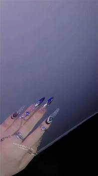Video thumbnail for Blue Shining Long Nails Art Tutorial for girls ❤️