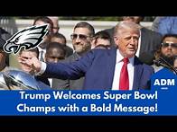 Video thumbnail for 🏈 Trump Welcomes Super Bowl Champs with a Bold Message! | Eagles at White House 2025 #trump #news
