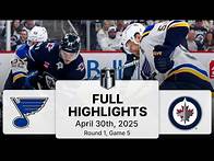 Video thumbnail for NHL Playoff Highlights | Blues vs. Jets | April 30, 2025