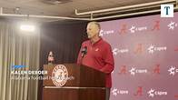 Video thumbnail for Kalen DeBoer talks Alabama football quarterback room