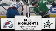 Video thumbnail for NHL Playoff Highlights | Avalanche vs. Stars | Gm 5 | April 28, 2025
