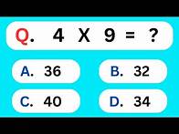 Video thumbnail for Multiplication & Division Quiz|Maths Quiz For Kids|Multiplication Table Quiz|Division|Maths For Kids