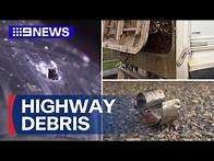 Video thumbnail for Motorway mayhem as truck spills scrap metal | 9 News Australia