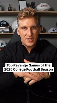 Video thumbnail for Adam Breneman on Instagram: "The best revenge games on the 2025 college football schedule: - Oregon vs. Penn State - SMU vs. Clemson - Arizona State vs. Iowa State - UNC vs. NC State - Ohio State vs. Michigan (“The Game”) One word: fireworks. #cfb #collegefootball"