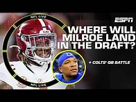 Video thumbnail for Best landing spots for Jalen Milroe + Evaluating the Colts’ QB battle 😤 | NFL Live