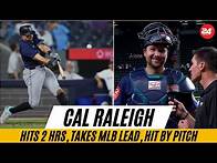 Video thumbnail for Cal Raleigh Hits 2 HRs, Takes MLB Lead, Hit By Pitch