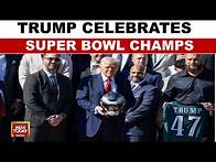 Video thumbnail for At White House, Trump celebrates Philadelphia Eagles' Super Bowl victory