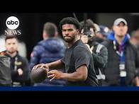 Video thumbnail for QB Shedeur Sanders not picked until 5th round by Cleveland Browns