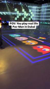 Video thumbnail for Time Out Dubai on Instagram: "This immersive Pac-Man experience is now in Dubai. Exicted to play one of the most iconic video games of all time? Pac-Man at Active Games UAE in Al Quoz opens on Wednesday May 7. This is a 45-minute maze experience where you dodge hungry ghosts, collect power pellets and chase a high score. #dubai #pacman"