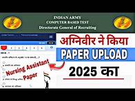 Video thumbnail for Agniveer Official Paper 2025||Nursing Assistant Paper 2025 || Army Original Paper 2025||