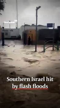 Video thumbnail for Israeli authorities closed the country’s two longest highways on Sunday, as floods swept through southern regions, compounding the devastation from recent wildfires. A police statement said Highway 90, Israel’s longest road at approximately 480 kilometers (300 miles), was shut down in multiple sections, including near the town of Samar, the Menucha Junction, and Kibbutz Ketura, due to floodwaters. The highway is a critical artery in Israel, stretching from Metula on the northern border with Leba