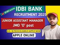 Video thumbnail for IDBI Bank Recruitment 2025 | IDBI JuniorAssistant Manager Notification Out | IDBIJAM Notification