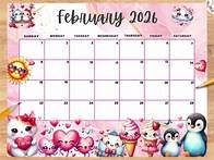 Video thumbnail for EDITABLE fillable February 2026 Calendar,Valentine Planner Hearts,Printable Monthly Schedule for Kids School Home Work Office Kids Calendar