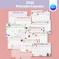 Video thumbnail for Cute Kids Calendar 2026, 2026 Calendar Printable, Wall Calendar PDF, Editable Calendar, Kids Monthly Planner, All the seasons, color