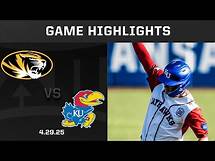 Video thumbnail for Missouri vs. Kansas (4.29.25) Highlights | 2025 Big 12 Baseball