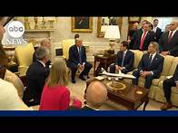 Video thumbnail for China denies trade talks with US after Trump says both sides are in discussion