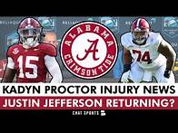 Video thumbnail for Alabama Football Just Got GREAT News: Kadyn Proctor PLAYING + Justin Jefferson Returning For 2025?