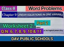 Video thumbnail for DAV class 8 maths chapter 9 worksheet 2 Q.N. 6, 7, 8, 9, 10 & 11