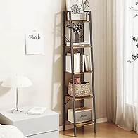 Video thumbnail for Ladder Shelf, Bookshelf Bookcase, Freestanding Corner Storage Shelve with 2 Hooks for Home Office, Living Room, Kitchen, Bedroom, Industrial, 5-Tier Rustic Brown BC03201B