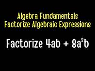 Video thumbnail for Algebra Fundamentals - Factorize Algebraic Expressions