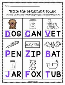 Video thumbnail for Beginning Sound Worksheets, Letter Sounds, Phonics Printable for Kindergarten, Grade 1, Write the Beginning Sound - Etsy