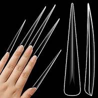 Video thumbnail for Extra Super Extreme Long Stiletto Nail Tips, 5XL XXXXXL Clear Full Cover French Tips False Fake Nail Extension, Sharp Fishbone Arrow Head Nails for Professional Acrylic 120 pcs 12 Size