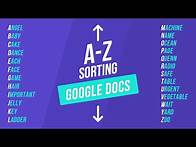 Video thumbnail for A-Z Sort and Alphabetize in Google Docs & Sheets | 2022 Working