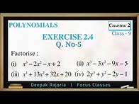 Video thumbnail for Polynomials Class - 9th Maths Ex 2.3 Q5(i) | Factorise : x3-2x2-x+2 | CBSE, NCERT