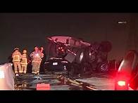 Video thumbnail for Both sides of 110 Freeway in South L.A. closed after deadly tanker truck crash
