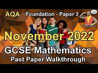 Video thumbnail for AQA GCSE Maths November 2022 Paper 3 Foundation Tier Past Paper Walkthrough