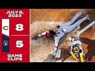 Video thumbnail for Game Clips 7-8-23 Reds beat Brewers 8-5