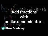 Video thumbnail for Adding fractions with unlike denominators