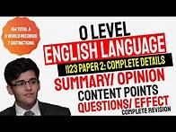 Video thumbnail for O Level English Language 1123 Paper 2 Meaning Effect Content Points Summary Question Answers Opinion