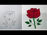 Video thumbnail for Rose Flower Drawing in Step by Step | Coloring Rose Flower