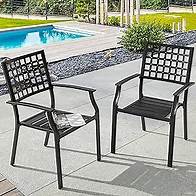 Video thumbnail for NUU GARDEN Patio Dining Chairs Set of 2, 300Lbs Stackable Outdoor Dining Chairs with Armrest, Wrought Iron Metal Chairs Patio Chairs for Backyard Lawn, Deck, Poolside, Porch, Bistro, Black