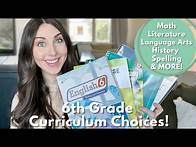 Video thumbnail for 6th grade homeschool curriculum choices - English, literature, math, history, typing, and spelling